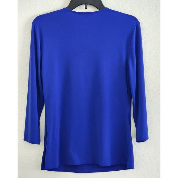 TOP/BLOUSE-INC INTERNATIONAL CONCEPTS-Royal Blue-3/4 Sleeves-Decorative Rings-M - Picture 2 of 13